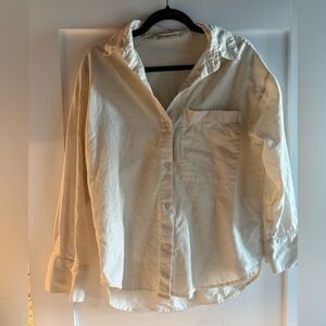 Abercrombie Tan Linen Oversized Button Down. Size Small.